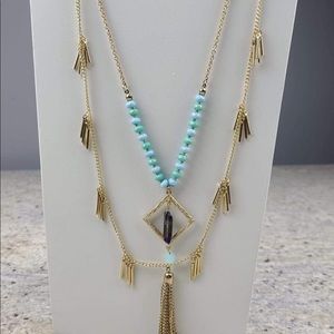 Layered necklace and earrings set